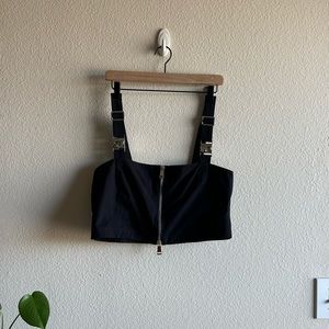 Tamara Malas Zip Buckle Black Crop Bralette Tank